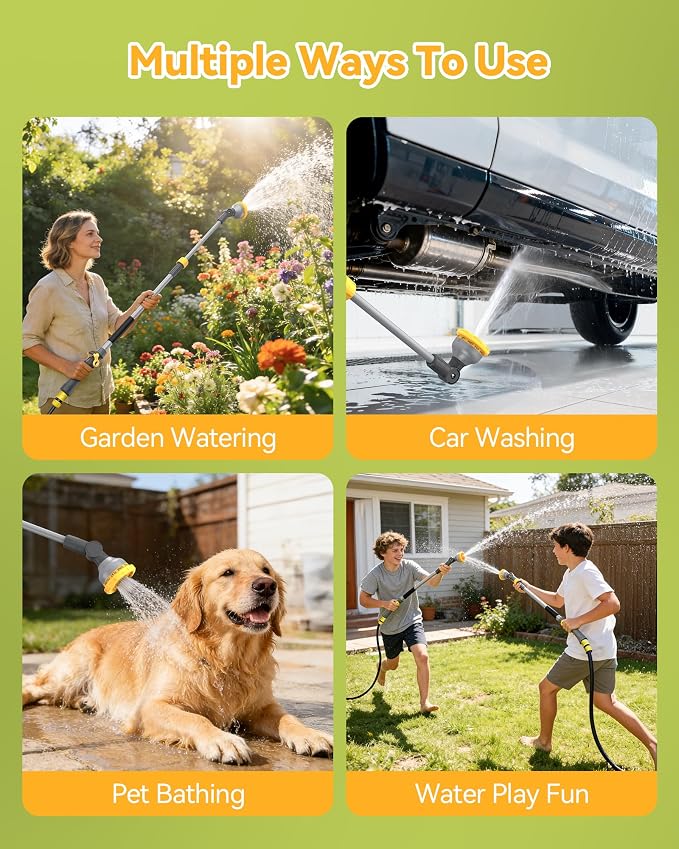 VOXON Watering Wand for Garden Hose, Adjustable 29–43 Inch Watering Wand with 10 Spray Patterns & 180° Swivel Head, Thumb Flow Control, for Hanging Baskets, High Shrubs & Patio Plants