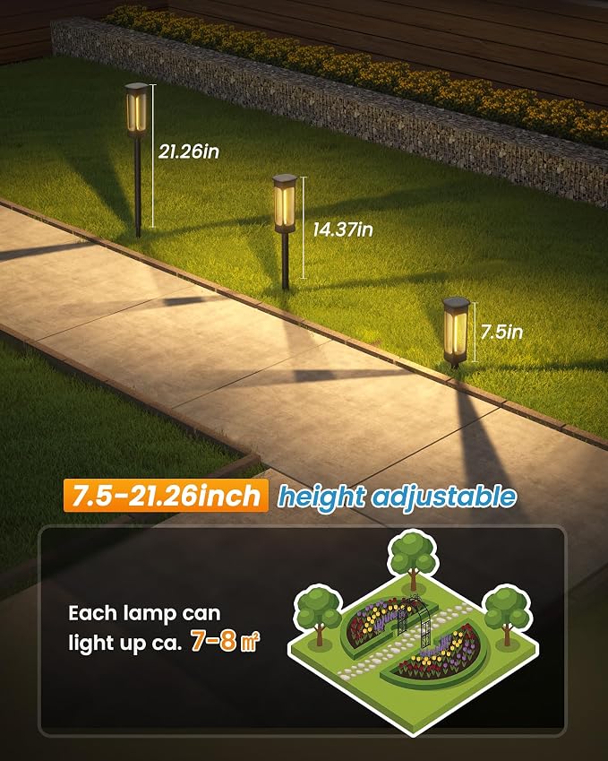 VOLISUN Solar Pathway Lights,8 Pack LED Solar Lights Outdoor Waterproof, Landscape Lighting,Warm Color Solar Path Lights,Landscape Lights,Solar Garden Lights for Yard Lawn Driveway Walkway