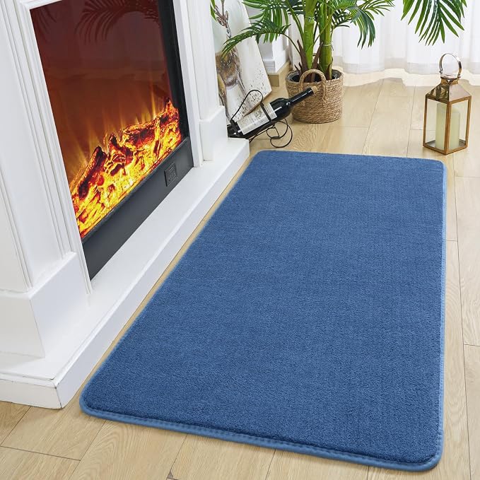 Amearea Modern Washable Runner Rugs, 2x4 Feet Blue Bedroom Runner Rug | Small Area Rugs for Bedroom Living Room, Non Slip Memory Foam Rug for Hallway Entryway Kids Boys Girls Room Laundry Room