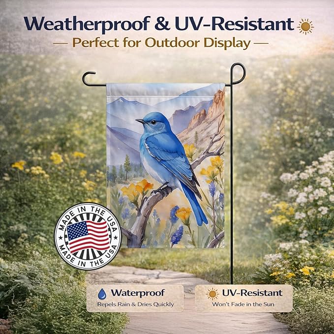 Caroline's Treasures Nevada Mountain Bluebird Garden Flag Mailbox Flag Decorative Yard Flag Banner Outside Patio Artwork Yard Flower Beds, Garden Size, Multicolor
