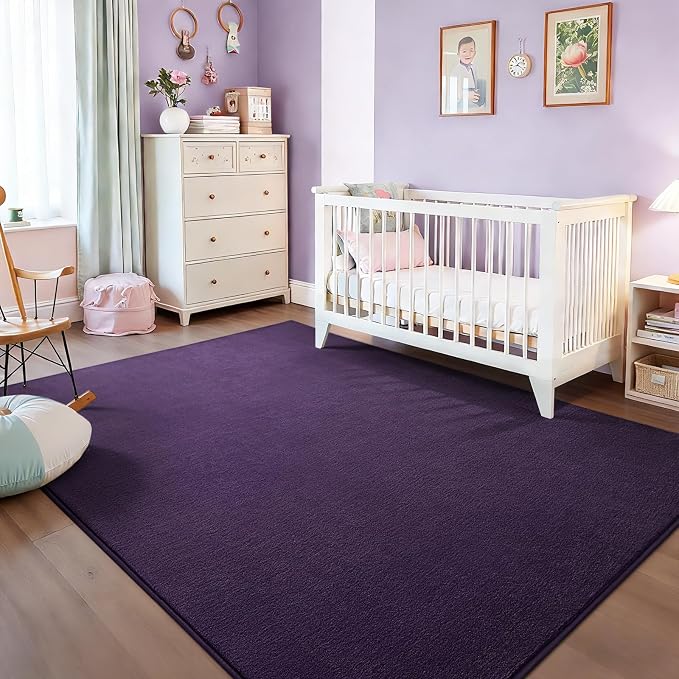 Vosofe Memory Foam Area Rugs for Bedroom Living Room, 4x6 Purple Rug Carpet | Soft Comfy Thickened Indoor Carpets, Modern Aesthetic Minimalist Carpet for Boys Girls Adults Playroom Nursery Home Decor