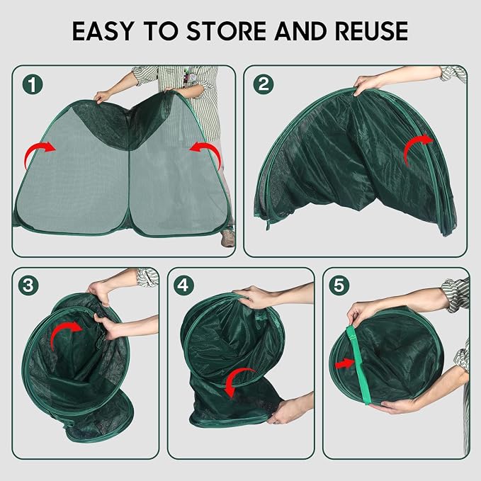 Pop Up Mesh Plant Cover, 35.4x35.4x38.2 Inch No Build Garden Netting Protection Against Insects, Raised Bed Cover for Barrier Against Insects for Vegetable Plant Fruit Animals