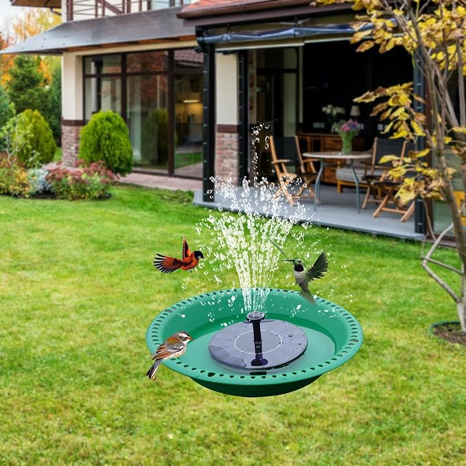 OVZILKI Bird Bath for Outside Heavy Duty, 14 inch BirdBath Bowl Only with Rust-Proof Black Chains for Outdoor, Hanging Bird Bath Hanging Bird-Feeder for Garden Backyard Decor (Green 1 Pack)