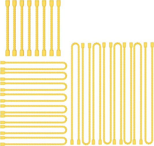 24PCS 4-Inch, 12-Inch, 18-Inch Silicone Cable Ties, Bendable Rubber Twist Ties, Reusable Twist Ties for Cords, gear ties for Organizing, Bundling (Yellow)