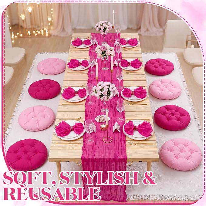 Beeveer 71 x 118'' Extra Large Outdoor Picnic Blanket with Rose Red Table Runner 8 Napkins and 8 Floor Pillows Cushions for Picnic Party Camping Wedding Bachelorette Birthday Baby Shower Decor