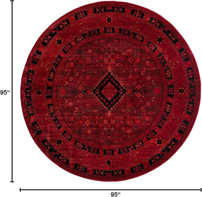 Unique Loom Tekke Collection Area Rug - Sheibani (7' 11" Round, Red/ Black)