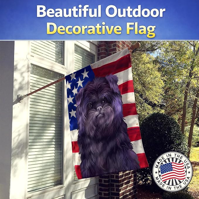 Caroline's Treasures CK6382CHF Affenpinscher American Flag House Flag Large Porch Sleeve Pole Decorative Outside Yard Banner Artwork Wall Hanging, Polyester, House Size, Multicolor