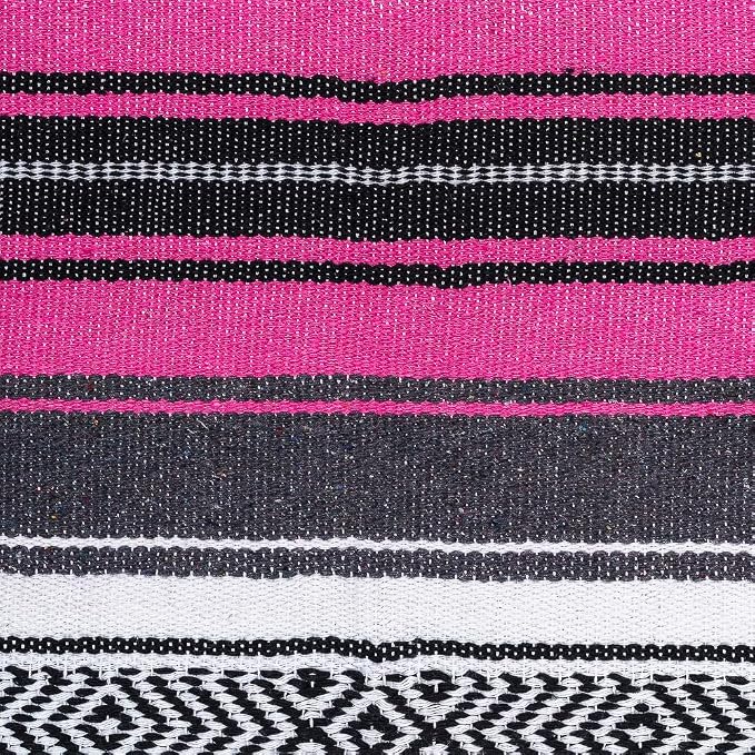 Airooglee 69" L x 51" W Large Mexican Blanket - Perfect as Yoga Blanket, Outdoor Blanket, Beach Blanket, Serape Blanket, Picnic Blanket, Camping Blanket, Woven Blanket, Boho Home Décor - Rose