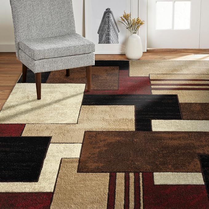Home Dynamix Tribeca Mason Contemporary Geometric Area Rug, Brown/Red, 7'10"x10'6"