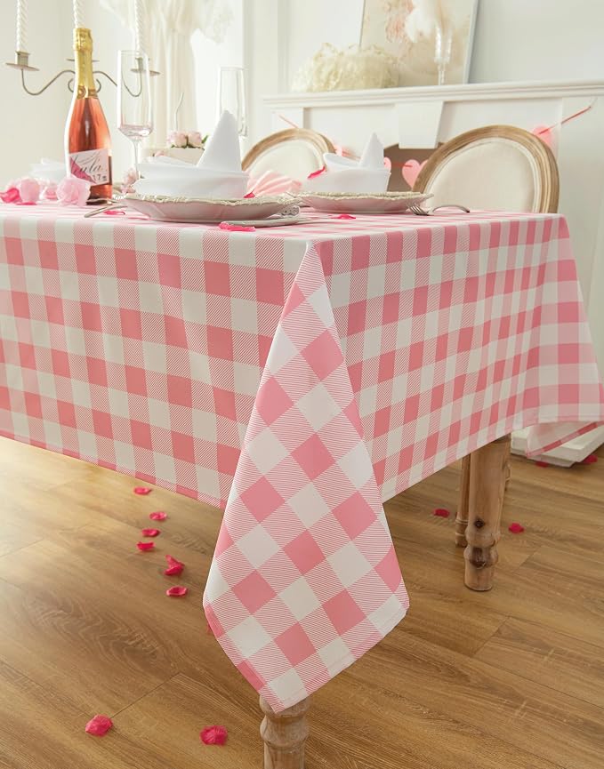 Waterproof Plaid Tablecloth Fabric - Square 58x58 Inch Classic Gingham Checker Table Cloth for Indoor/Outdoor Use - Buffalo Table Cover for Picnics, BBQs, and Parties