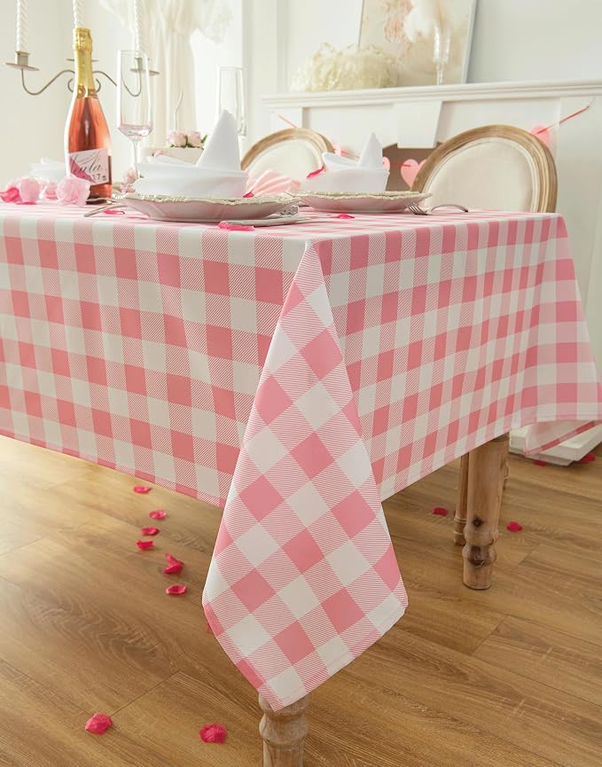 Classic Gingham Buffalo Tablecloth Fabric - Oblong 58x144 Inch Water Proof Checkered Table Cloth for Indoor Outdoor - Table Cover for Birthday, Picnics, BBQs, and Parties