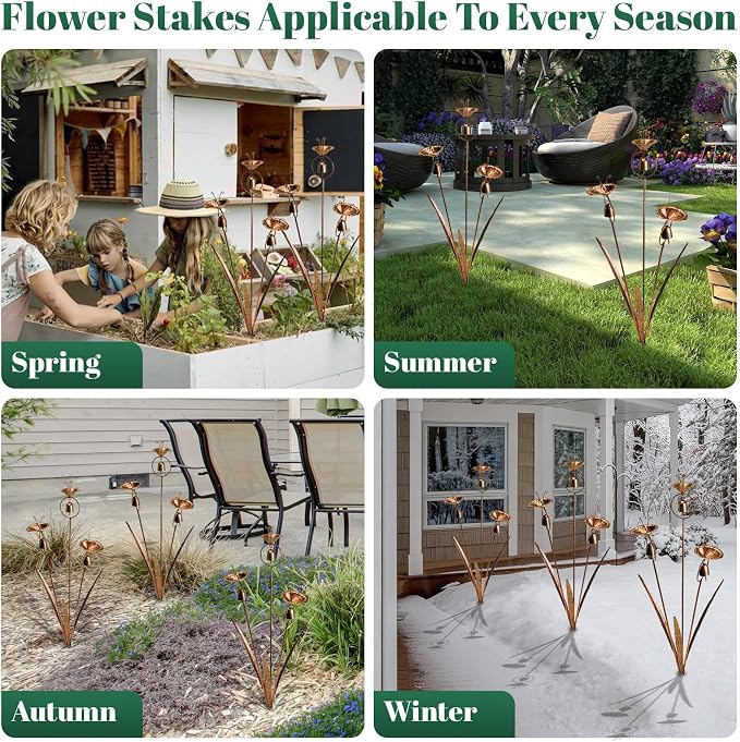 WSgift Gardens Metal Calla Lily Flowers with Bells for Outside Yard Art Metal Lilies Bronze