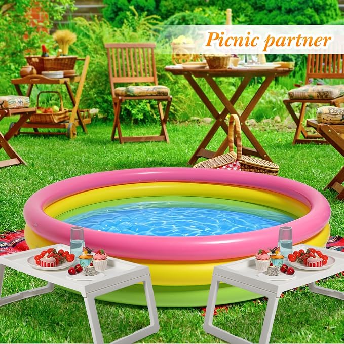 5 Pcs Outdoor Movie Night Inflatable Swimming Pool 51in x 13in Colorful Blow up Pools with Foldable Portable Serving Tray Table and Pump for Summer Backyard Camping Birthday Party Activitie