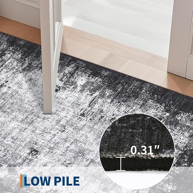 GarveeHome 3x5 Entryway Rug Washable Modern Abstract Small Grey | Non-Slip Backing, Stain-Resistant Low Pile Floor Cover, Colorful Indoor Mat, Bedroom, Kitchen, Laundry