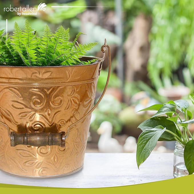 Headwind Vintage Collection - Floral New Penny Planter with Handles – 8 Inch Medium Flower Pots Decorative Plant Indoor – Plant Pots Indoor with Drainage By Robert Allen