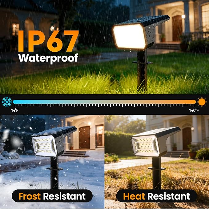 Fabrito 8 Pack Solar Spot Lights Outdoor Waterproof IP67, [108 LEDs, 4 Modes] Dusk to Dawn Spotlights for All Night, 2-in-1 Solar Landscape Lights for Garden, Yard, Tree, Pool, Warm White