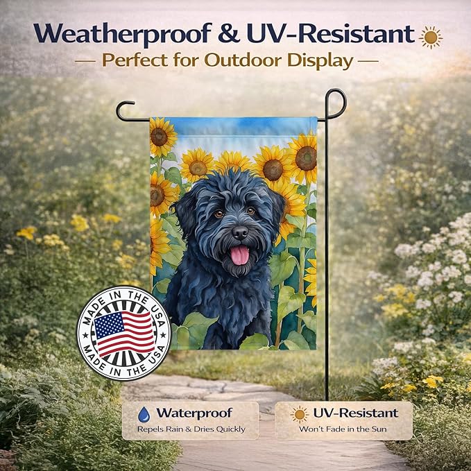Caroline's Treasures DAC6146GF Puli in Sunflowers Garden Flag Mailbox Flag Decorative Yard Flag Banner Outside Patio Artwork Yard Flower Beds, Garden Size, Multicolor