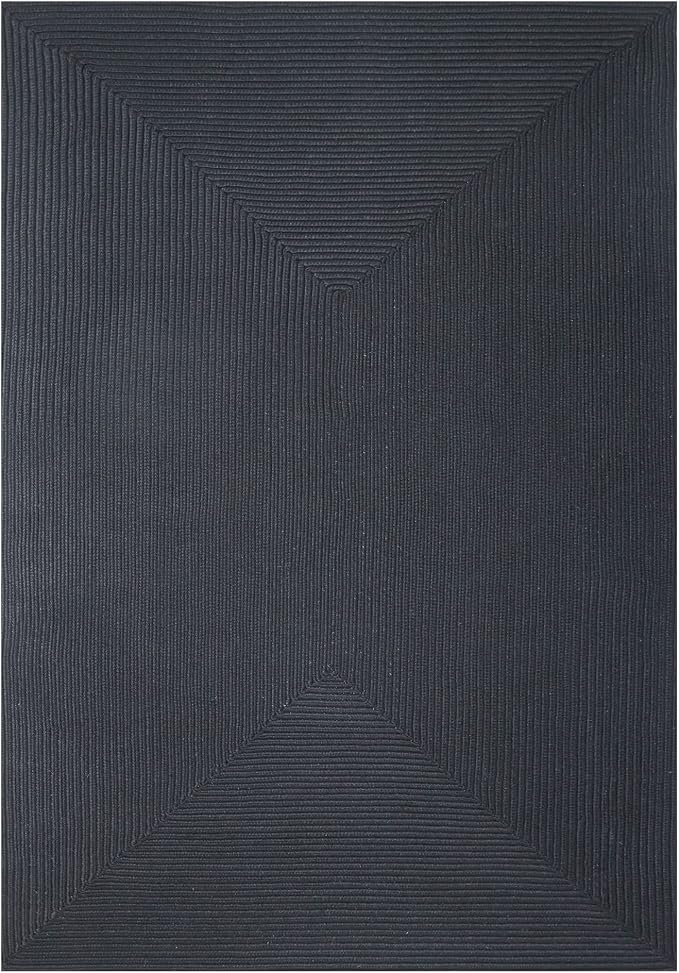 Superior Indoor/ Outdoor Large Area Rug, Reversible Braided Home Floor Decor for Living Room, Kitchen, Entryway, Patio, Front Porch, Deck, Modern, Boho, Farmhouse Style, 3' x 5', Black