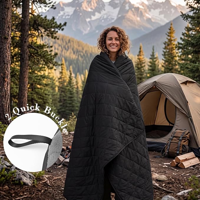 Large Waterproof Outdoor Camping Blanket 80 x 58 inch | Fleece Picnic Blankets Windproof Travel Stadium Blanket for Beaches Pets Car Camp Picnic Mat for Both Cold & Warm Weather