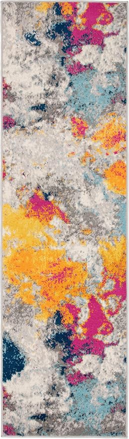 Rugshop Modern Abstract Living Room Bedroom Runner Rug Multi 2'7" x 12' | Rectangular, Size 2'7" x 12', Dining Room, Home Office, Kitchen, Entryway, Hallway, Nursery, Kids Room, Guest Room