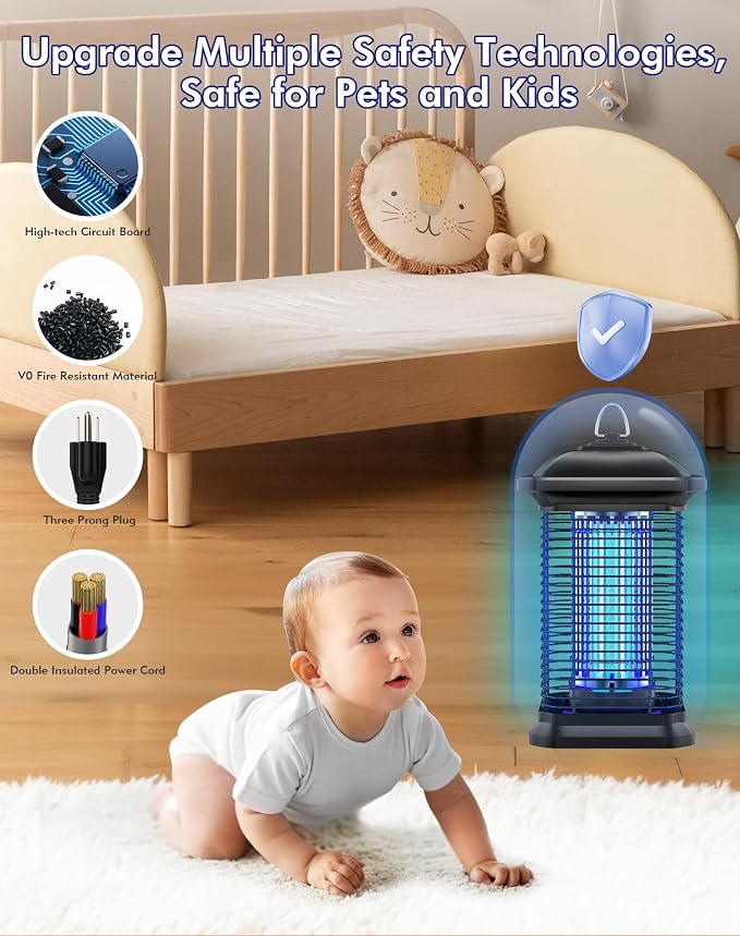 AMUFER Bug Zapper for Outdoor & Indoor, 1/2 Acre Coverage Mosquito Lamp with 18W Bulb & 4400V High-Voltage, 100% Improvement in Mosquito Control Effect, Electric Fly Trap for Patio, Backyard, Home