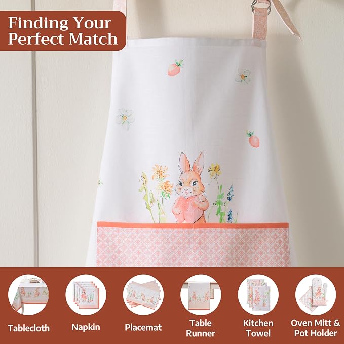 Maison d' Hermine Aprons for women with Pocket 100% Cotton (27.50"x31.50") | Adjustable Neck Strap & long ties Apron Men Chef Wedding Cooking Gardening Server Maid