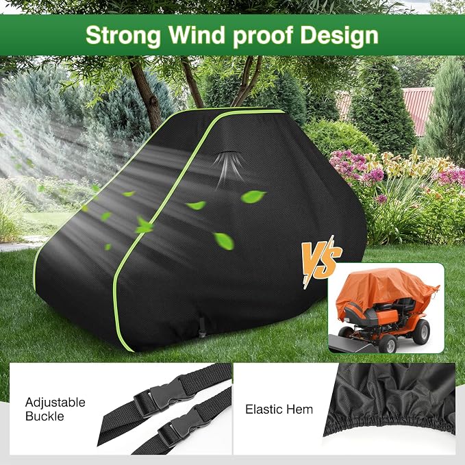 Zero Turn Mower Cover-Heavy-Duty 420D Waterproof Lawn Covers, with Cotton Lined Oxford Fabric & Air Vents, Universal Fit for Toro TimeCutter, John Deere, Cub Cadet, Husqvarna