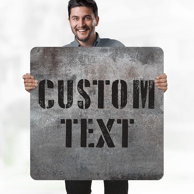 Custom Sign, Custom Street Sign, 11 Font Colors, 13 Font Styles, 4 Hole Options, 22 Sizes, 30x30 Inches, Rust Free DiBound, Fade Resistant, Made in USA by My Sign Center (Grunge Metal)