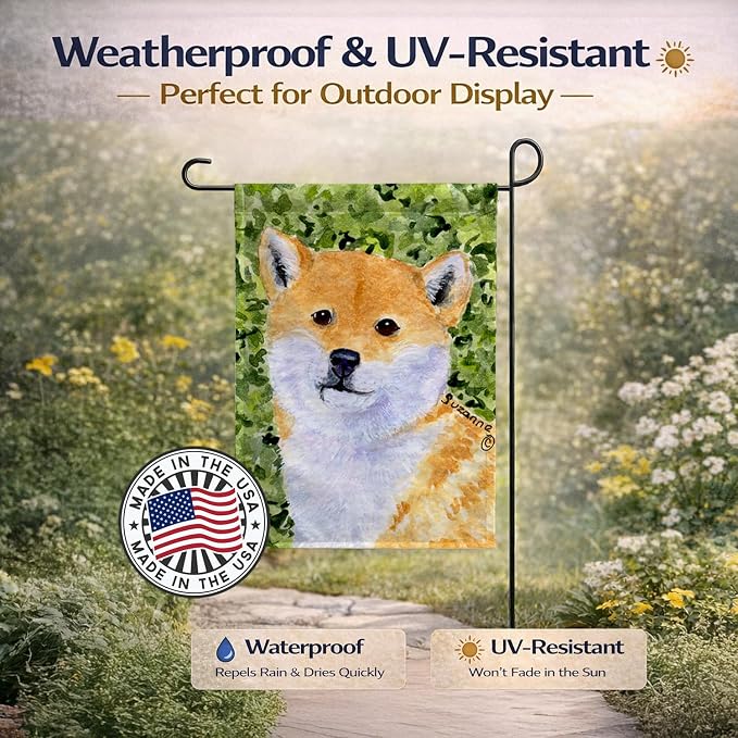 Caroline's Treasures SS8719GF Shiba Inu Garden Flag Mailbox Flag Decorative Yard Flag Banner Outside Patio Artwork Yard Flower Beds, Garden Size, Multicolor