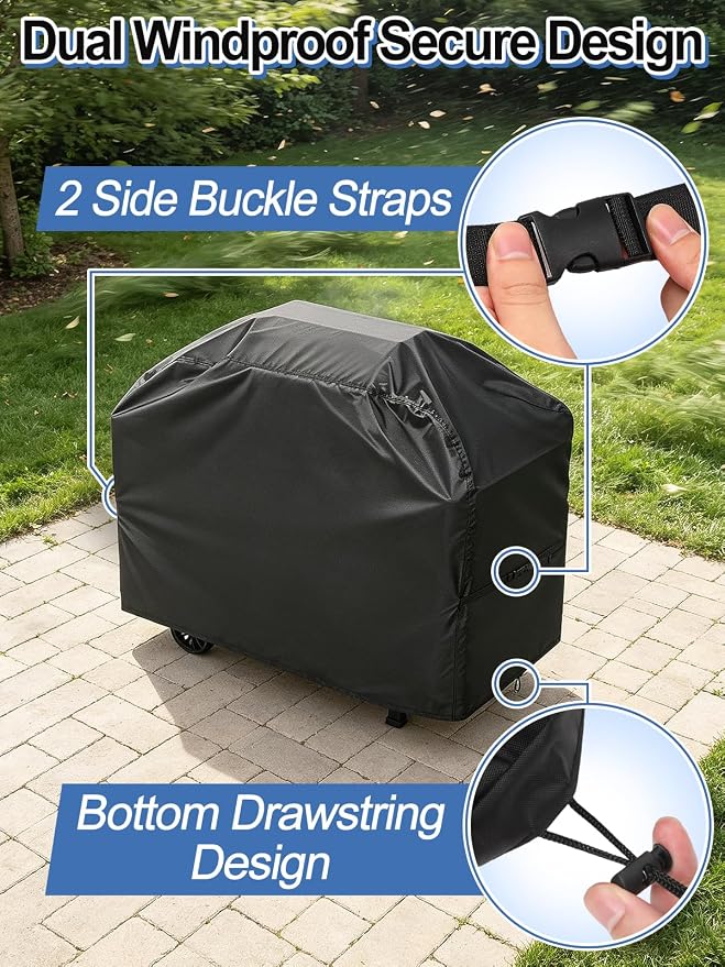 PAMASE 52in Grill BBQ Cover fits Weber Spirit 200 & 300 Series - Waterproof Gas Cover for Outdoor Grill, UV Fade & Rip Resistant, Compatible with Dyna-Glo, Nexgrill, Char-Broil