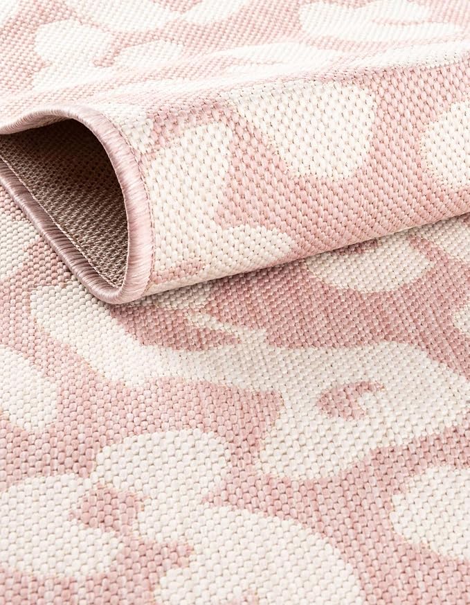 Unique Loom Outdoor Safari Collection Area Rug - Leopard (7' 10" x 11' Rectangle, Pink Ivory/ Ivory)