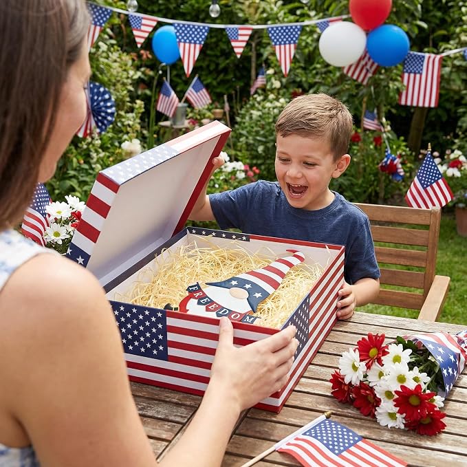 TERESA'S COLLECTIONS 4th of July Decorations, Patriotic Decorations for Memorial Day, 250th Independence Anniversary Metal Gnome Yard Art Stake, Freedom Outdoor Garden Lawn Patio Decor, 27''