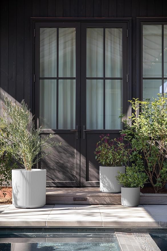 Veradek Demi Round White Plastic Planter Bundle (12 in. 16 in. 20 in.) DMV-BUN-W