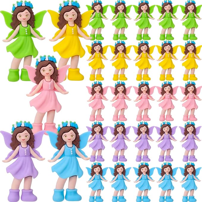 Chunful 25 Pcs Mini Fairy Figurines Miniatures Garden Fairies State Small Fairy Accessories Ornament for Outdoor Yard Garden Flower Pot Birthday Cake Toppers Car Gift to Hide and Seek
