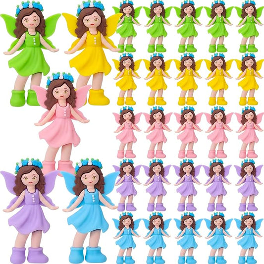 Chunful 25 Pcs Mini Fairy Figurines Miniatures Garden Fairies State Small Fairy Accessories Ornament for Outdoor Yard Garden Flower Pot Birthday Cake Toppers Car Gift to Hide and Seek