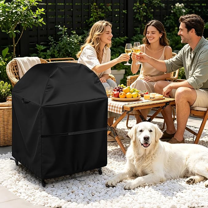 Outdoor Pizza Oven Table Cover for Ooni Oven and Medium Table, Waterproof Outdoor Grill Table Covers Pizza Oven Stand Covers (Cover Only) - 32''Lx24''Wx50''H / 83x63x127 cm, Black