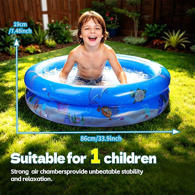 Inflatable Kiddie Swimming Pool for Toddler - 34”X7”，Swimming Pool for Kids Ages 1-3/4-8, Inflatable Ball Pit Pool for Baby, Small Infant Pool, Kid Pools for Backyard, Kiddie Pool for Dogs/Puppy