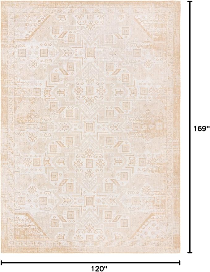 Unique Loom Outdoor Aztec Collection Area Rug - Coba (10' x 14' 1" Rectangle, Natural/ Ivory)