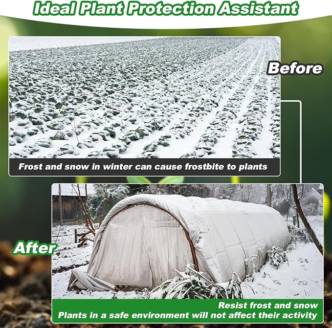 MAQIHAN Plant Covers Freeze Protection - 4.9 ft x 16 ft Non-Woven Plant Cover, Frost Cloth Winter Freeze Protection, Reusable Floating Row Frost Blankets for Outdoor Garden Cold Weather Snow