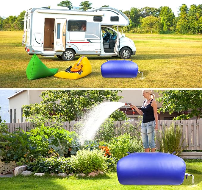 Heavy-Duty Water Storage Bladder - 264.2Gal/1000L with Stainless Steel Fittings, Leak-Proof & Durable Cistern – Portable Tank for Emergency, Farming, Camping, and RV Use