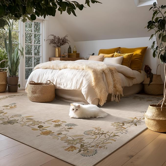 9x12 Area Rug for Living Room: Washable Rugs Stain Resistant Non Slip Low Pile Ultra Soft Faux Wool Lightweight Large Rugs for Bedroom Dining Room Under Table Rug Nursery Farmhouse Home Office Indoor