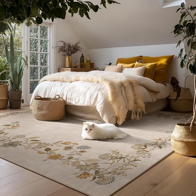 10x12 Area Rugs Living Room: Washable Rug Stain Resistant Non Slip Low Pile Ultra Soft Faux Wool Lightweight Large Rugs for Bedroom Dining Room Under Table Rug Farmhouse Home Office Nursery Indoor