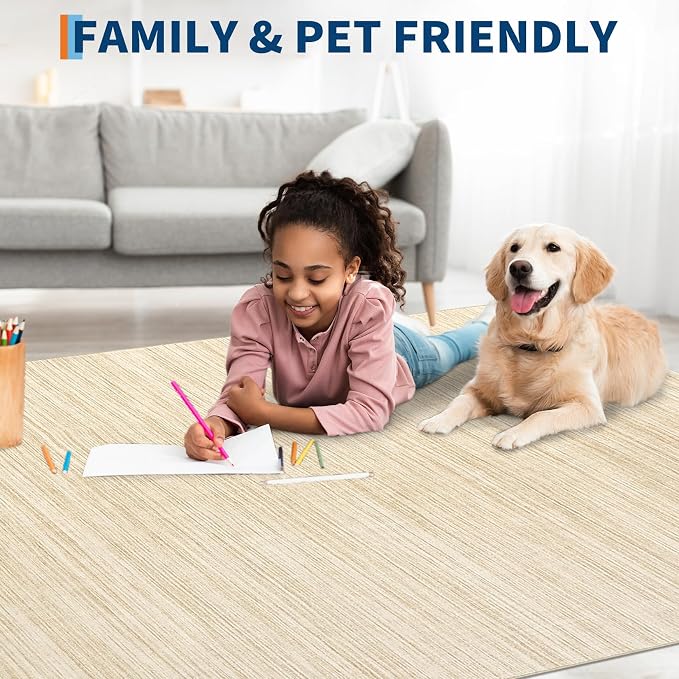 Garvee Kids Rugs for Bedroom 9x12 Washable Rug Non Slip Non Shedding Solid Color Floor Cover Carpet Stain Resistant Low Pile Throw Rug Foldable Thin Contemporary Mat for Dining Room Living Room, Camel | Neutral Solid Color Non Slip Stain Resistant Low ...