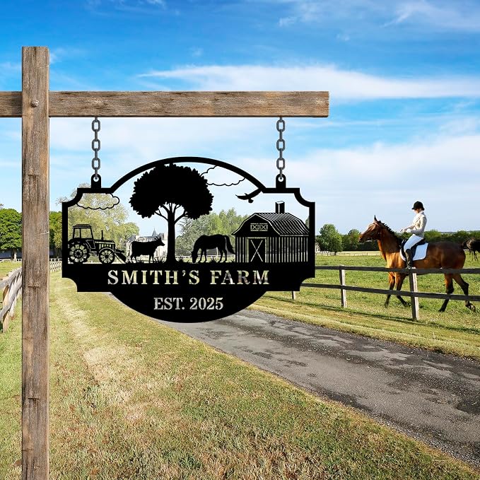 Personalized Metal Farm Hanging Sign, Outdoor Farmhouse Decor, Custom Your Large Farm Sign, Barn Sign, Farm Gate Sign, Farm Sign with all farm Pets