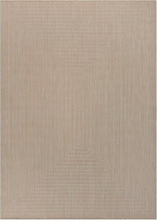 Adiva Rugs Outdoor Indoor Area Rug, Weather Resistant, Easy to Clean, Stain Resistant Floor Mat for Dining Room, Backyard, Deck, Patio (Natural Beige, 8' x 10')
