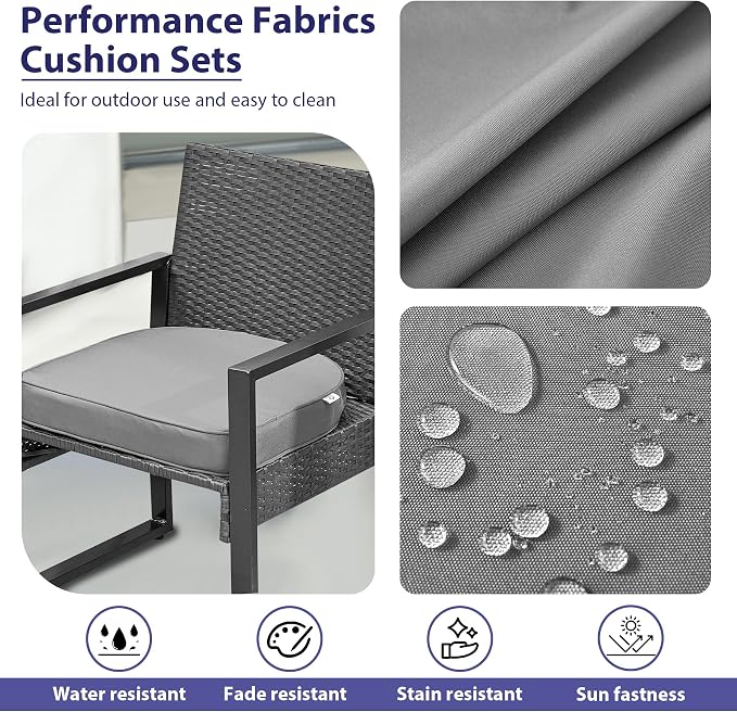 IPYNBAP Outdoor Chair Cushions Set of 4 -Waterproof Outdoor Seat Cushions for Patio Furniture, Patio Chair Cushion with Handle and Ties, Out Door Chair Pads,17x16x2-Round, Grey