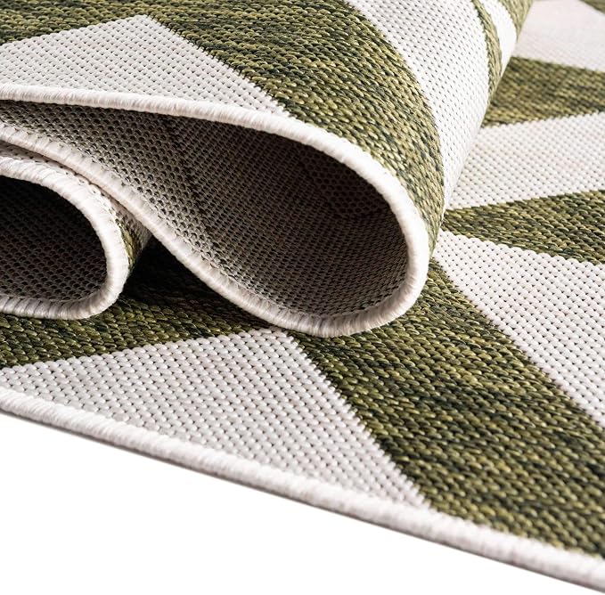 Unique Loom Outdoor Collection Area Rug - Napa (4' 1" x 6' 1" Rectangle, Green/ Ivory)