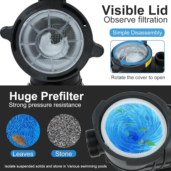 2.0 HP In/Above Ground Swimming Pool Pump, 110V/220V Dual Voltage 6840GPH Single Speed Pool Water Pumps lnground Above Ground with Filter Basket