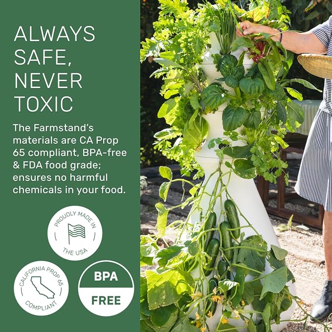 Lettuce Grow Farmstand | 18-Plant Hydroponic Growing System | Outdoor Vertical Garden | Home Gardening w/Self Watering Pump, BPA-Free Food Grade | Made in USA