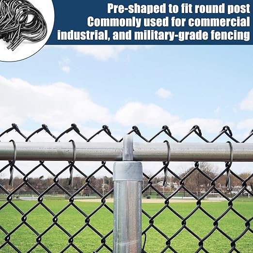 Hicarer 200 Pcs 2-3/8‘’ OD Twist Fence Ties Preformed 9 Gauge Galvanized Steel with Drill Chuck Pre-Cut Chain Link Fence Tools for Fixing Chain Link Mesh to Posts Farms Gardens (Black)